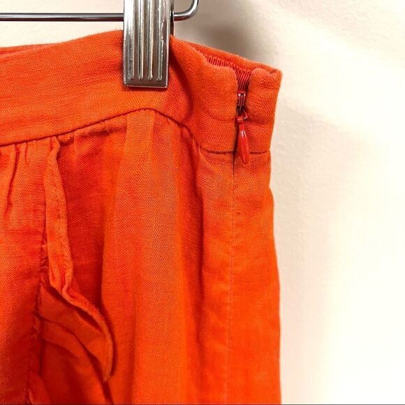 J Crew linen orange ruffled wrap skirt  size 14 - Picture 5 of 7